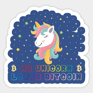 My Unicorn Loves Bitcoin Sticker